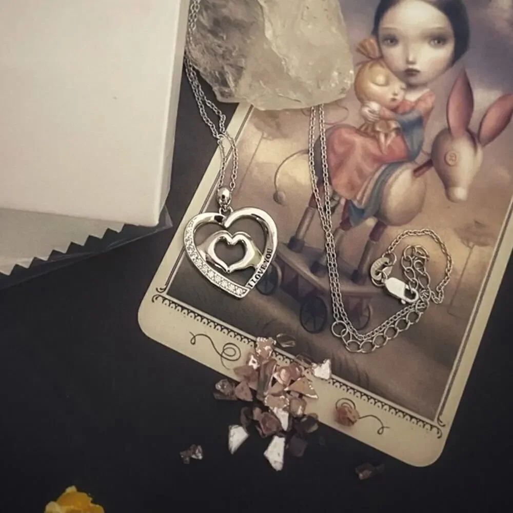 I Love You CZ Heart Necklace